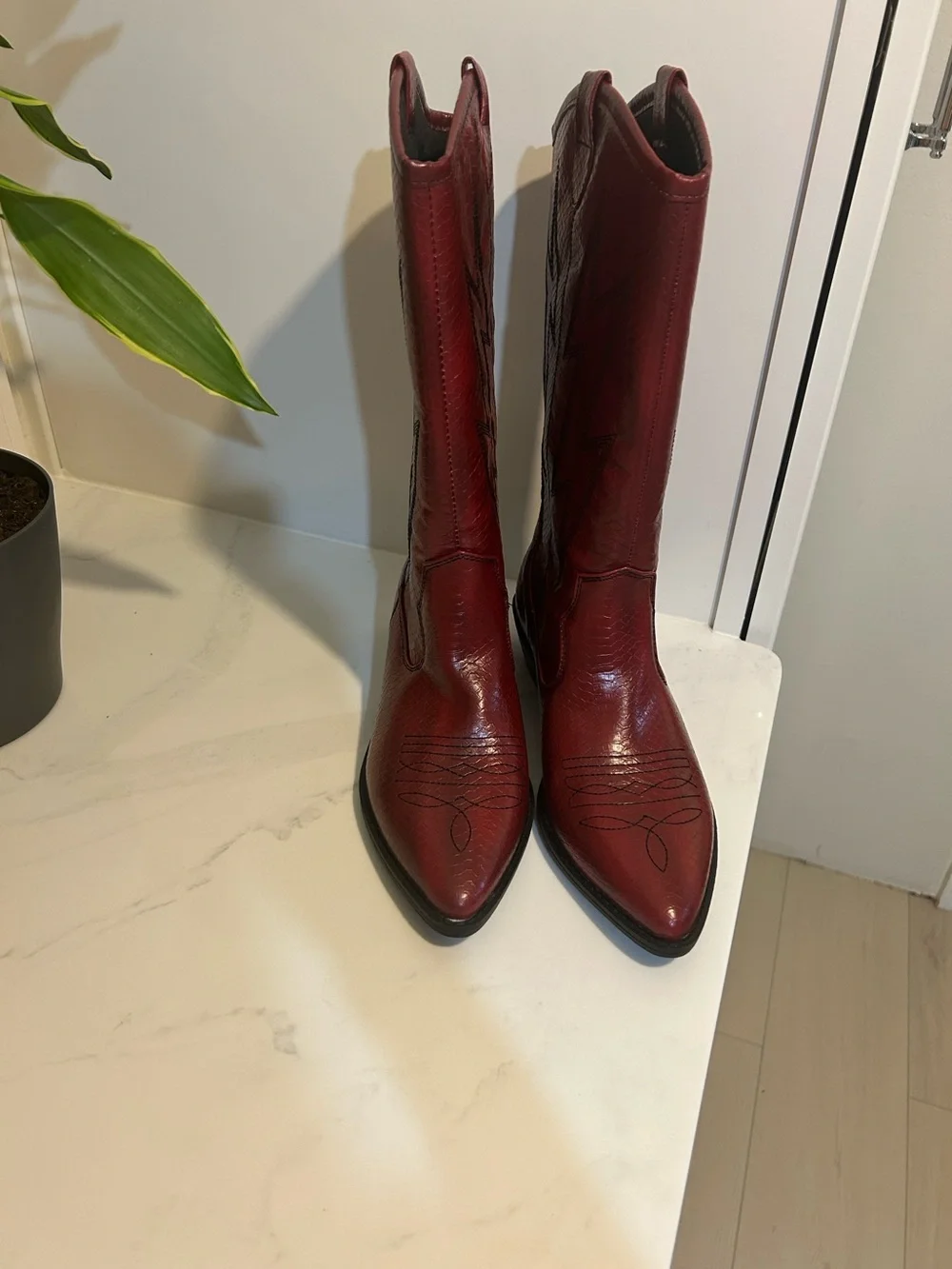 DL1961 Women's Burgundy Over-the-Knee Western Boots